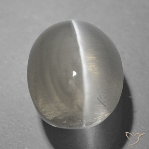 1.26ct Natürlicher Sehr helles Grau Sillimanit-Katzenauge, Oval, Transparent