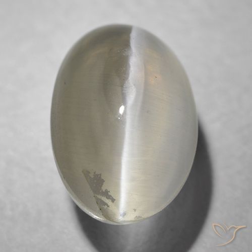 1.41ct Natürlicher Sehr helles Grau Sillimanit-Katzenauge, Oval, Transparent