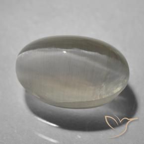 9,17 ctw natürlicher Sehr helles Grau Sillimanit-Katzenauge, Oval, Transparent