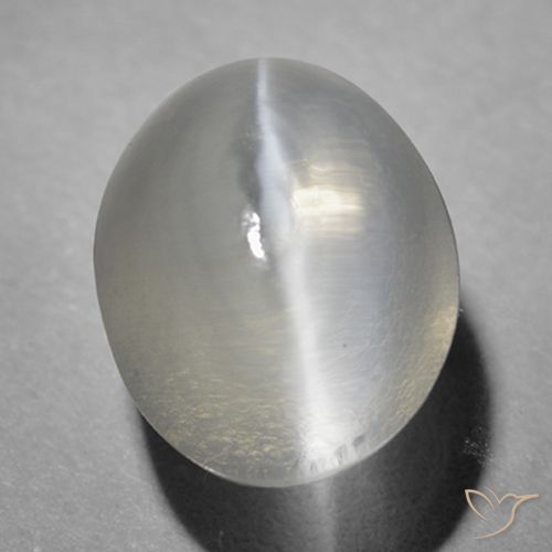 1.46ct Natürlicher Sehr helles Grau Sillimanit-Katzenauge, Oval, Transparent