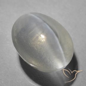 9,17 ctw natürlicher Sehr helles Grau Sillimanit-Katzenauge, Oval, Transparent