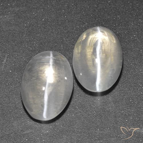 2.69ctw Natürlicher Warmweiß Sillimanit-Katzenauge, Oval, Transparent