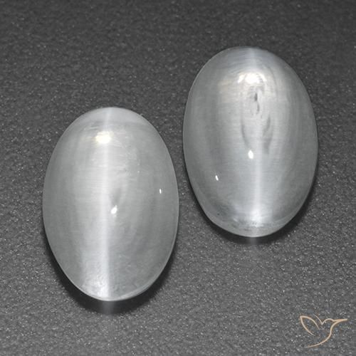 2.41ctw Natürlicher Weiß Sillimanit-Katzenauge, Oval, Transparent