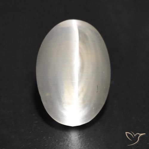 1.29ct Natürlicher Sehr helles Grau Sillimanit-Katzenauge, Oval, Transparent