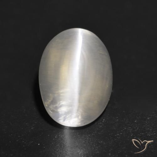 1.41ct Natürlicher Warmweiß Sillimanit-Katzenauge, Oval, Transparent