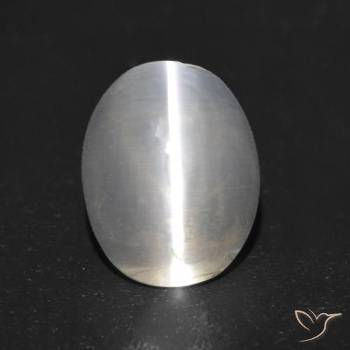 1.24ct Natürlicher Warmweiß Sillimanit-Katzenauge, Oval, Transparent