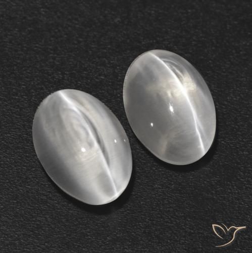 2.20ctw Natürlicher Klares Weiß Sillimanit-Katzenauge, Oval, Transparent