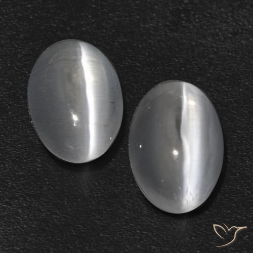 1.37ctw Natürlicher Klares Weiß Sillimanit-Katzenauge, Oval, Transparent