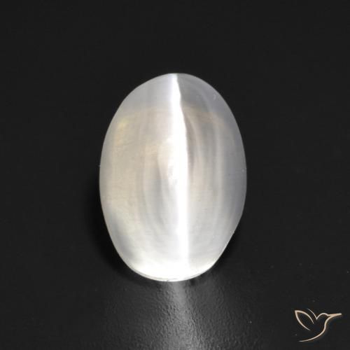 1.55ct Natürlicher Weiß Sillimanit-Katzenauge, Oval, Transparent