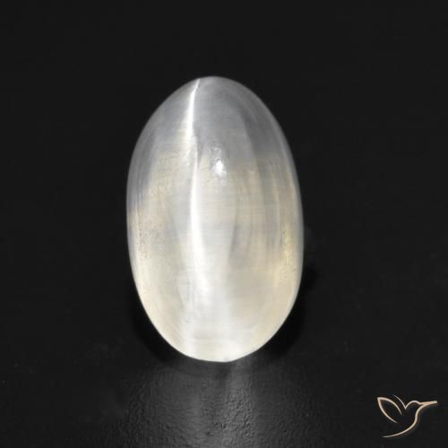 1.45ct Natürlicher Sehr helles Grau Sillimanit-Katzenauge, Oval, Transparent
