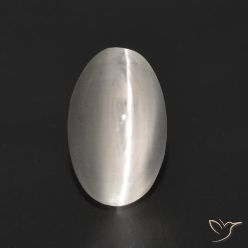 1.35ct Natürlicher Sehr helles Grau Sillimanit-Katzenauge, Oval, Transparent