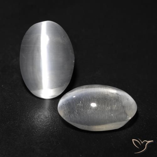2.07ctw Natürlicher Klares Weiß Sillimanit-Katzenauge, Oval, Transparent
