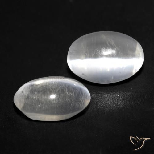 2.07 ct natürliche Klares Weiß Sillimanit-Katzenauge-Edelsteine, Oval, Transparent