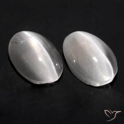1.70ctw Natürlicher Sehr helles Grau Sillimanit-Katzenauge, Oval, Transparent