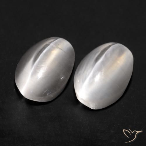 1.70 ct natürliche Sehr helles Grau Sillimanit-Katzenauge-Edelsteine, Oval, Transparent