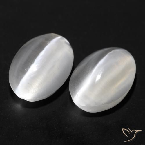 2.20ctw Natürlicher Weiß Sillimanit-Katzenauge, Oval, Transparent