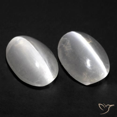 1.67ctw Natürlicher Weiß Sillimanit-Katzenauge, Oval, Transparent