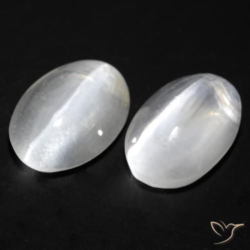 2.46ctw Natürlicher Weiß Sillimanit-Katzenauge, Oval, Transparent