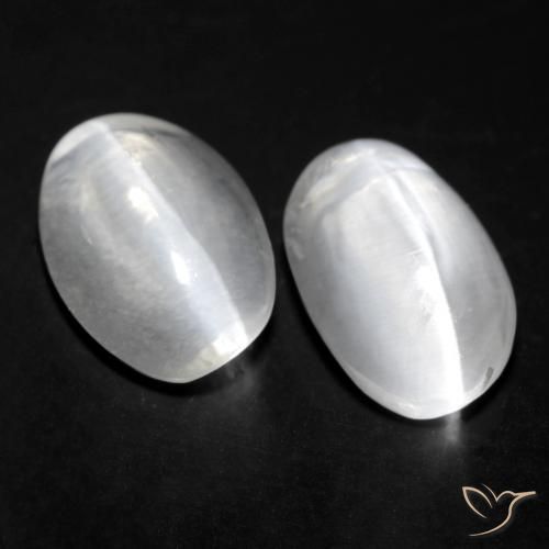 2.46 ct natürliche Weiß Sillimanit-Katzenauge-Edelsteine, Oval, Transparent