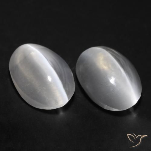 1.77ctw Natürlicher Weiß Sillimanit-Katzenauge, Oval, Transparent