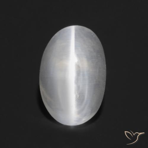 1.23ct Natürlicher Sehr helles Grau Sillimanit-Katzenauge, Oval, Transparent