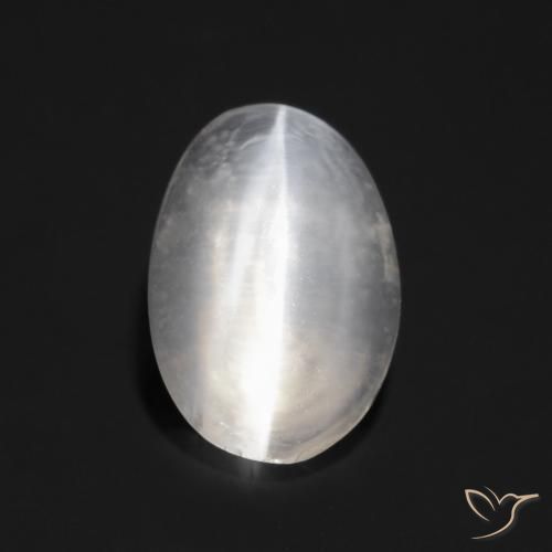 1.05ct Natürlicher Sehr helles Grau Sillimanit-Katzenauge, Oval, Transparent