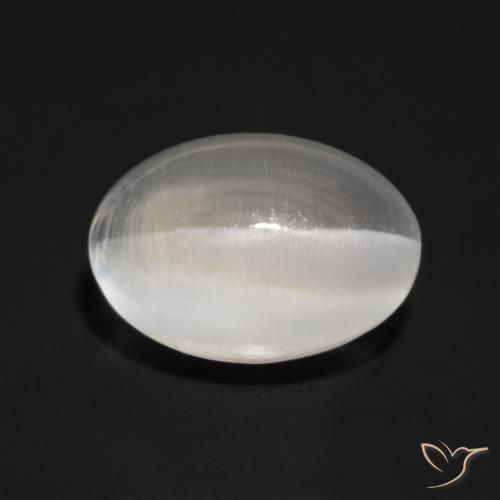 1.30ct Natürlicher Sehr helles Grau Sillimanit-Katzenauge, Oval, Transparent