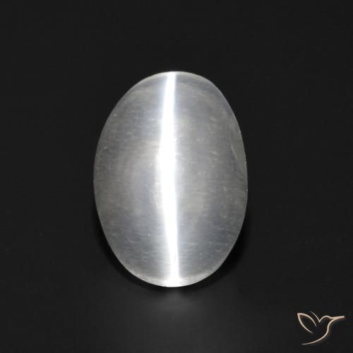 1.04ct Natürlicher Klares Weiß Sillimanit-Katzenauge, Oval, Transparent