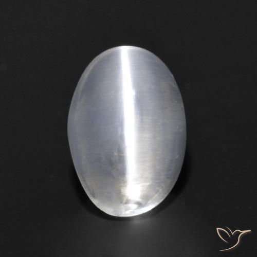 0.98ct Natürlicher Durchscheinendes Weiß Sillimanit-Katzenauge, Oval, Transparent