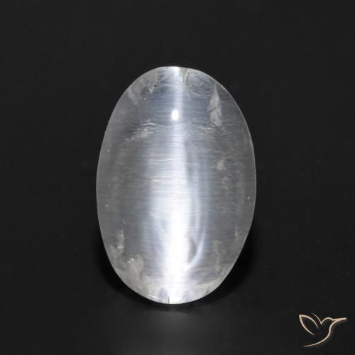 9,17 ctw natürlicher Klares Weiß Sillimanit-Katzenauge, Oval, Transparent