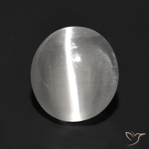 1.23ct Natürlicher Sehr helles Grau Sillimanit-Katzenauge, Oval, Transparent