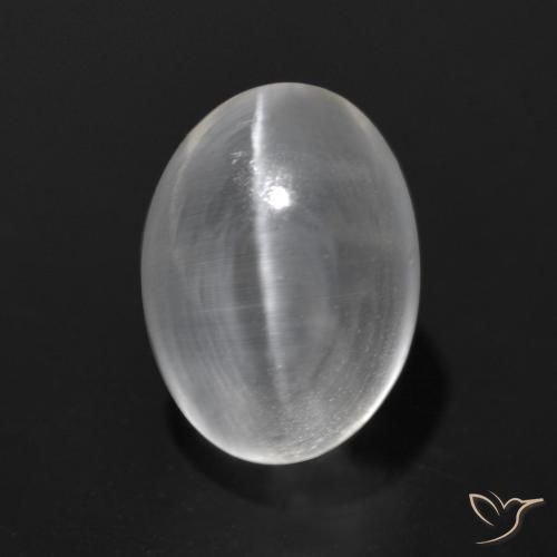 1.63ct Natürlicher Klares Weiß Sillimanit-Katzenauge, Oval, Transparent