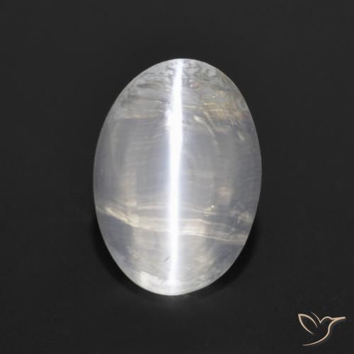 1.28ct Natürlicher Sehr helles Grau Sillimanit-Katzenauge, Oval, Transparent