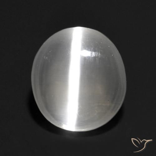 1.30ct Natürlicher Weiß Sillimanit-Katzenauge, Oval, Transparent