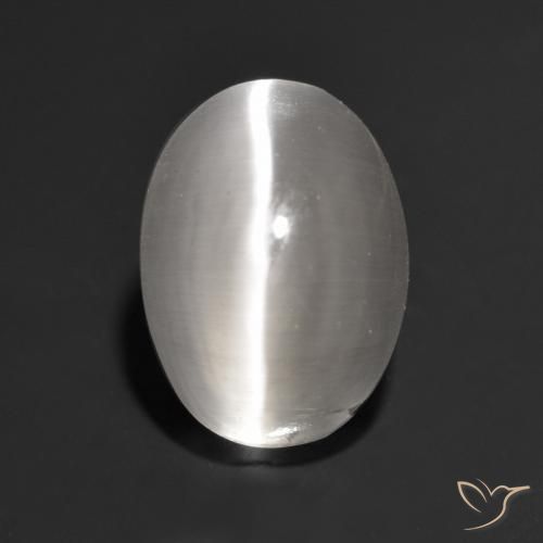 1.34ct Natürlicher Sehr helles Grau Sillimanit-Katzenauge, Oval, Transparent