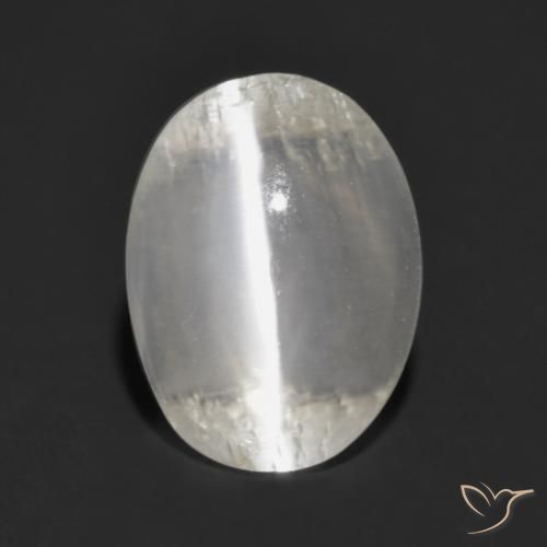 1.47ct Natürlicher Sehr helles Grau Sillimanit-Katzenauge, Oval, Transparent