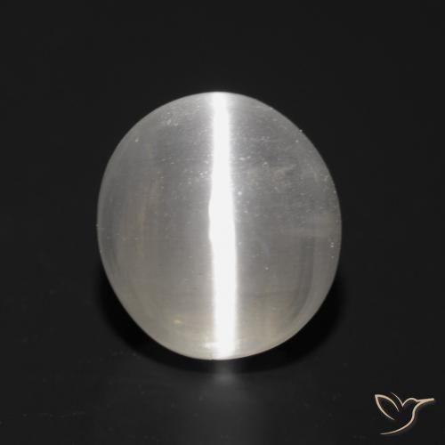 1.56ct Natürlicher Sehr helles Grau Sillimanit-Katzenauge, Oval, Transparent