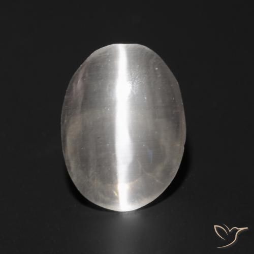 0.96ct Natürlicher Sehr helles Grau Sillimanit-Katzenauge, Oval, Transparent