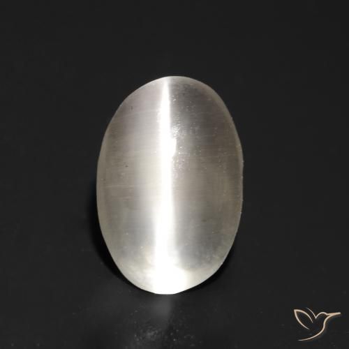 1.05ct Natürlicher Sehr helles Grau Sillimanit-Katzenauge, Oval, Transparent