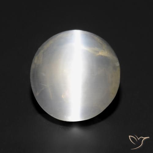 1.57ct Natürlicher Warmweiß Sillimanit-Katzenauge, Runden, Transparent