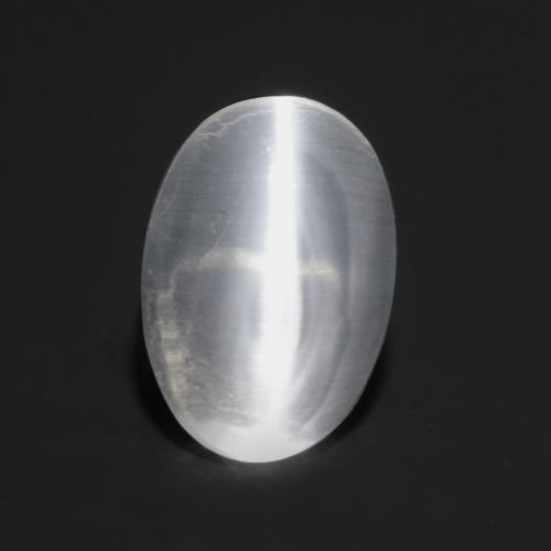 0,80 ctw natürlicher weißer Sillimanite Cat's Eye, Oval Schliff, Transparent