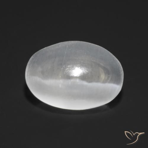 1.13ct Natürlicher Durchscheinendes Weiß Sillimanit-Katzenauge, Oval, Transparent