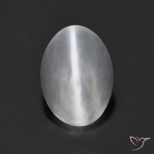 1.37ct Natürlicher Weiß Sillimanit-Katzenauge, Oval, Transparent