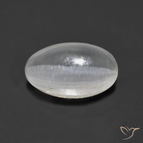 1.46ct Natürlicher Klares Weiß Sillimanit-Katzenauge, Oval, Transparent