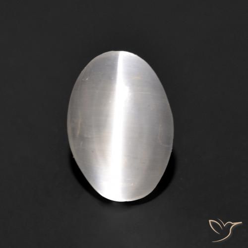 0.96ct Natürlicher Sehr helles Grau Sillimanit-Katzenauge, Oval, Transparent