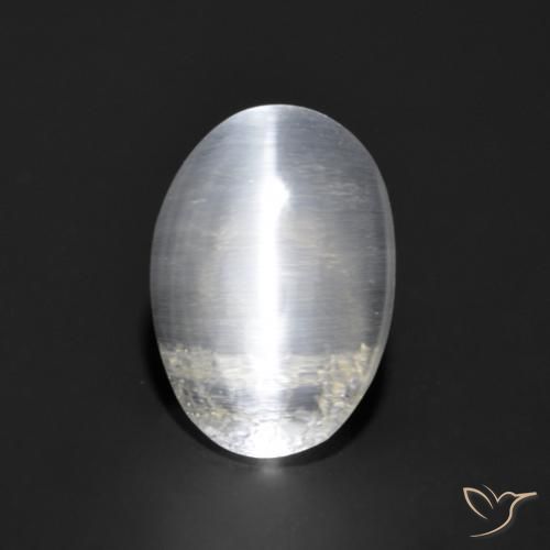 1.21ct Natürlicher Weiß Sillimanit-Katzenauge, Oval, Transparent