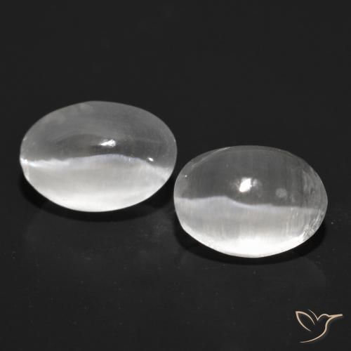 2.52ctw Natürlicher Sehr helles Grau Sillimanit-Katzenauge, Oval, Transparent