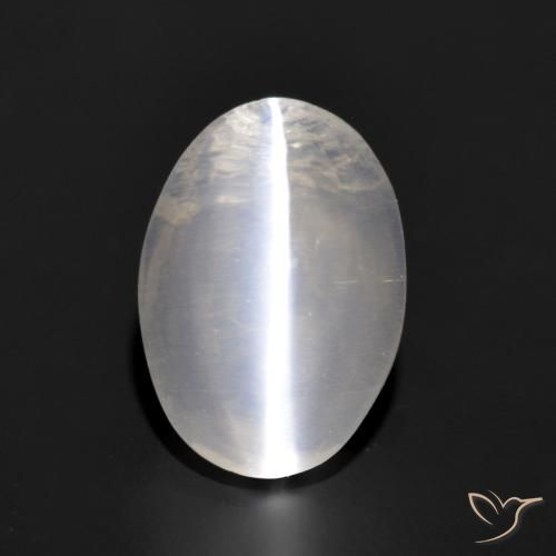 1.24ct Natürlicher Sehr helles Grau Sillimanit-Katzenauge, Oval, Transparent