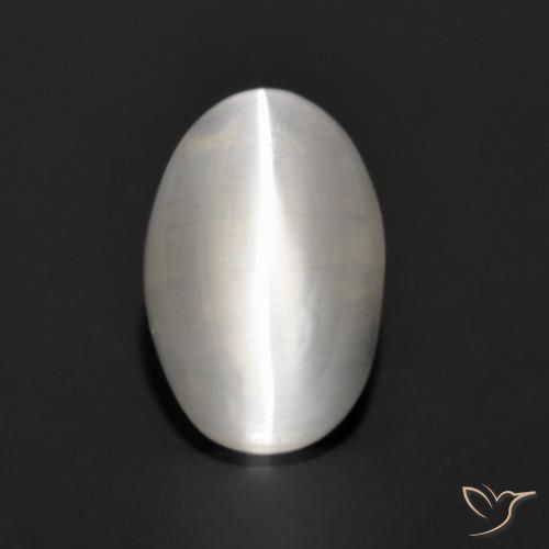 1.14ct Natürlicher Sehr helles Grau Sillimanit-Katzenauge, Oval, Lichtdurchlässig