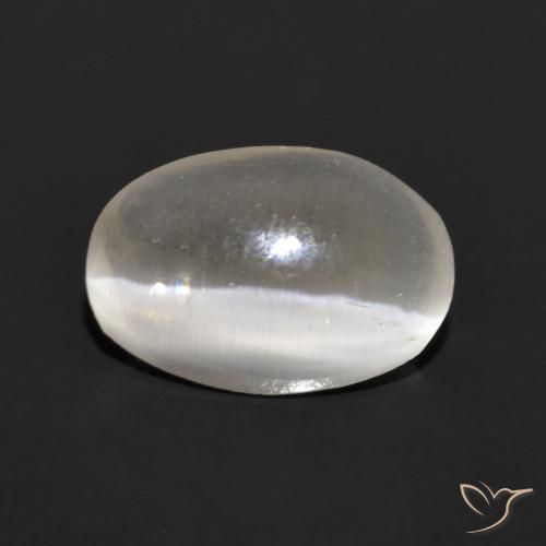 1.11ct Natürlicher Sehr helles Grau Sillimanit-Katzenauge, Oval, Lichtdurchlässig